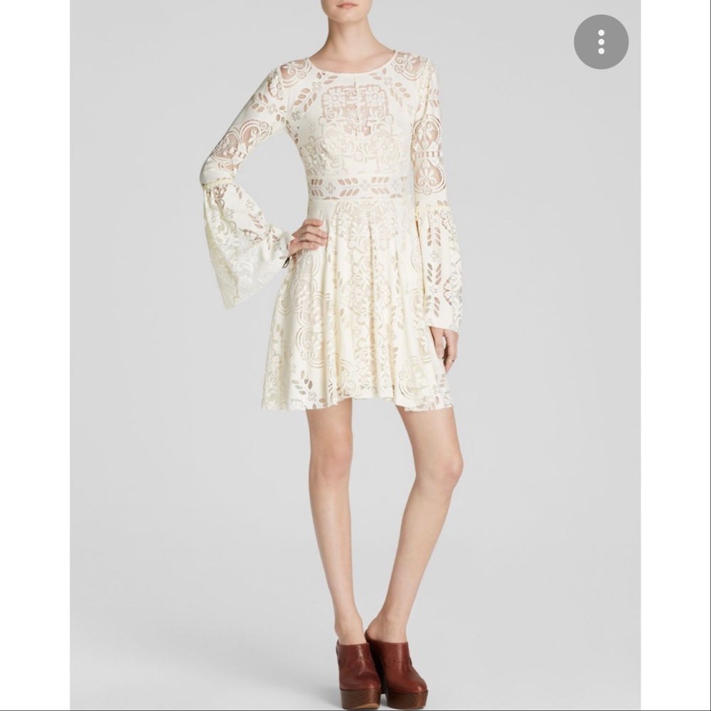 Free People Lace Lovers Folk Song Dress - White/Cream - Size 4